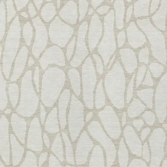 Ivory And Beige Geometric Washable Indoor Outdoor Area Rug Photo 6