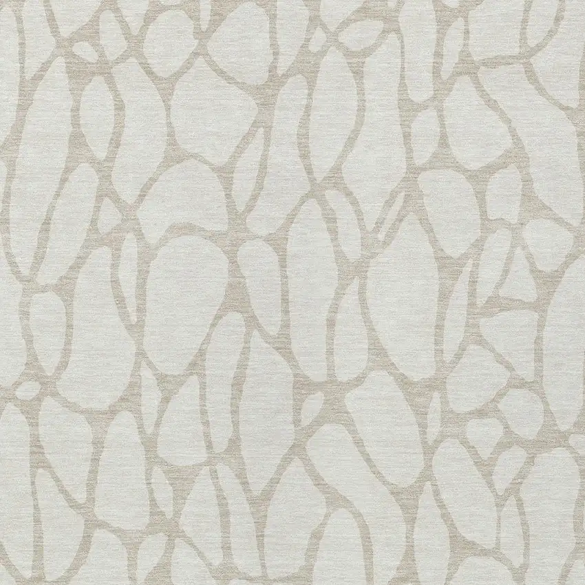 Ivory And Beige Geometric Washable Indoor Outdoor Area Rug Photo 6