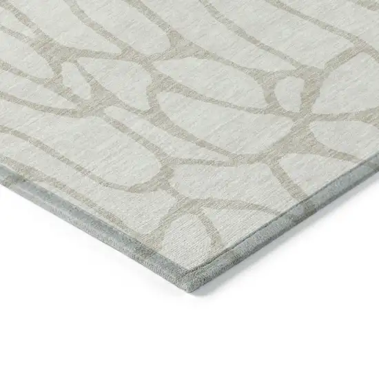 Ivory And Beige Geometric Washable Indoor Outdoor Area Rug Photo 5