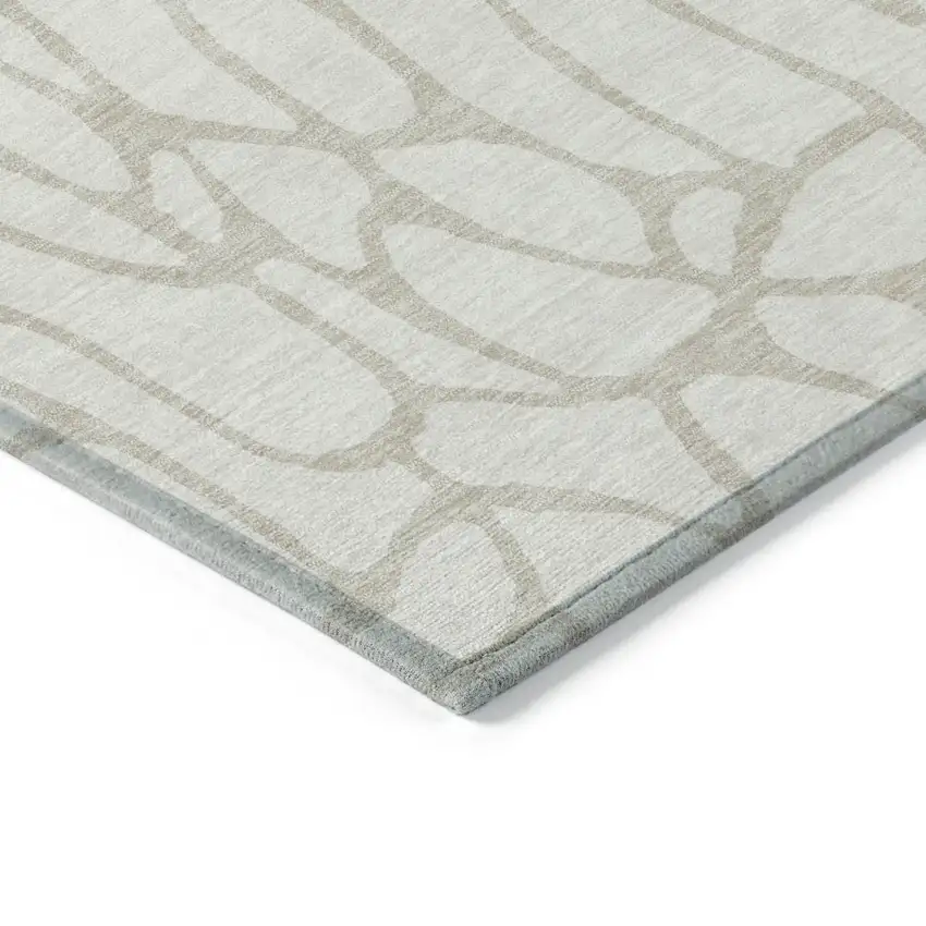 Ivory And Beige Geometric Washable Indoor Outdoor Area Rug Photo 5