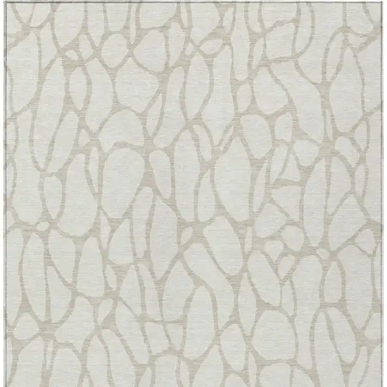 Ivory And Beige Geometric Washable Indoor Outdoor Area Rug Photo 6