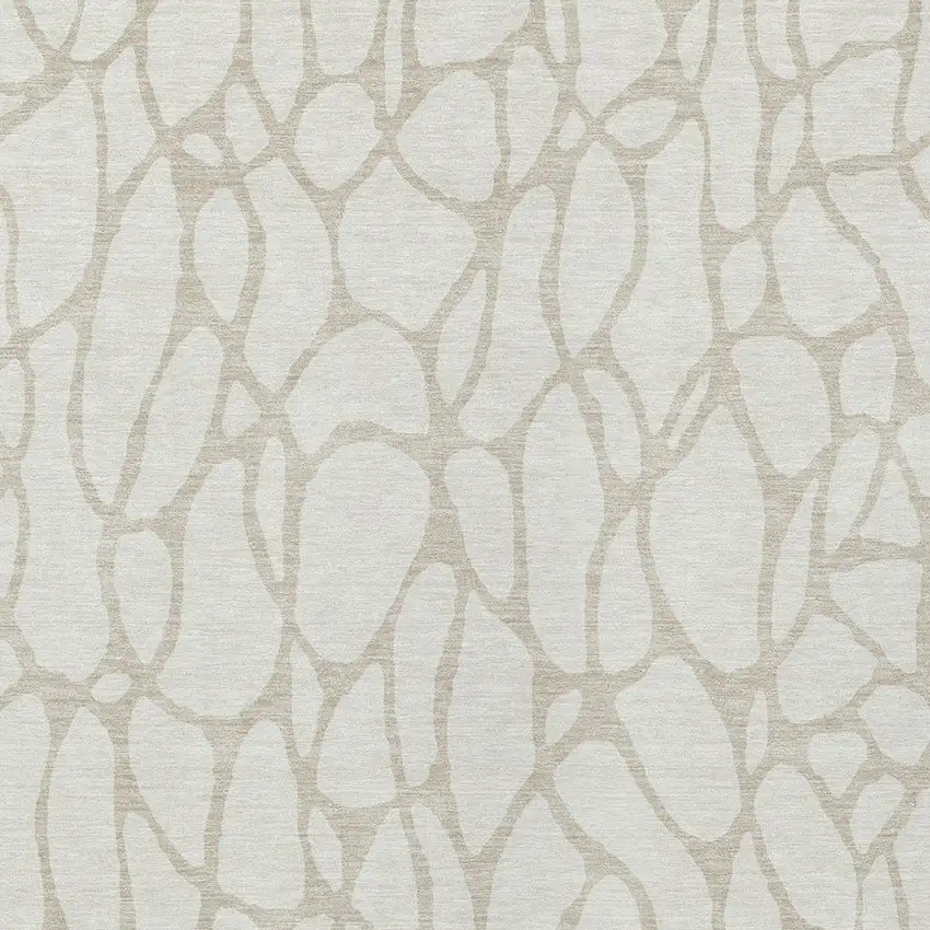 Ivory And Beige Geometric Washable Indoor Outdoor Area Rug Photo 6