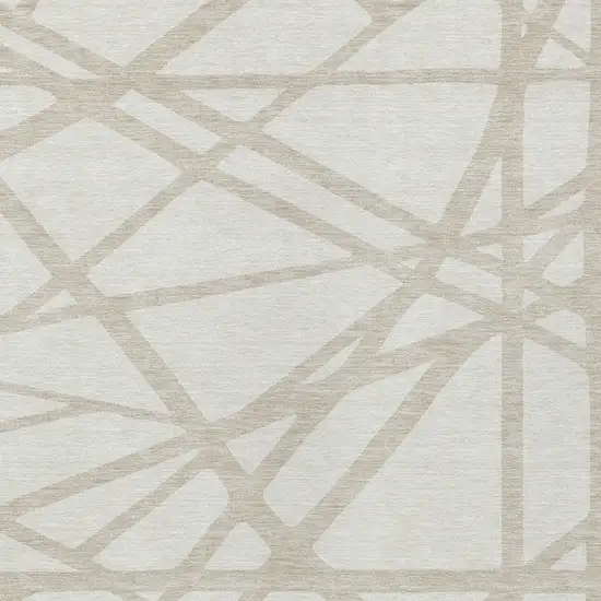 Ivory And Beige Geometric Washable Indoor Outdoor Area Rug Photo 6