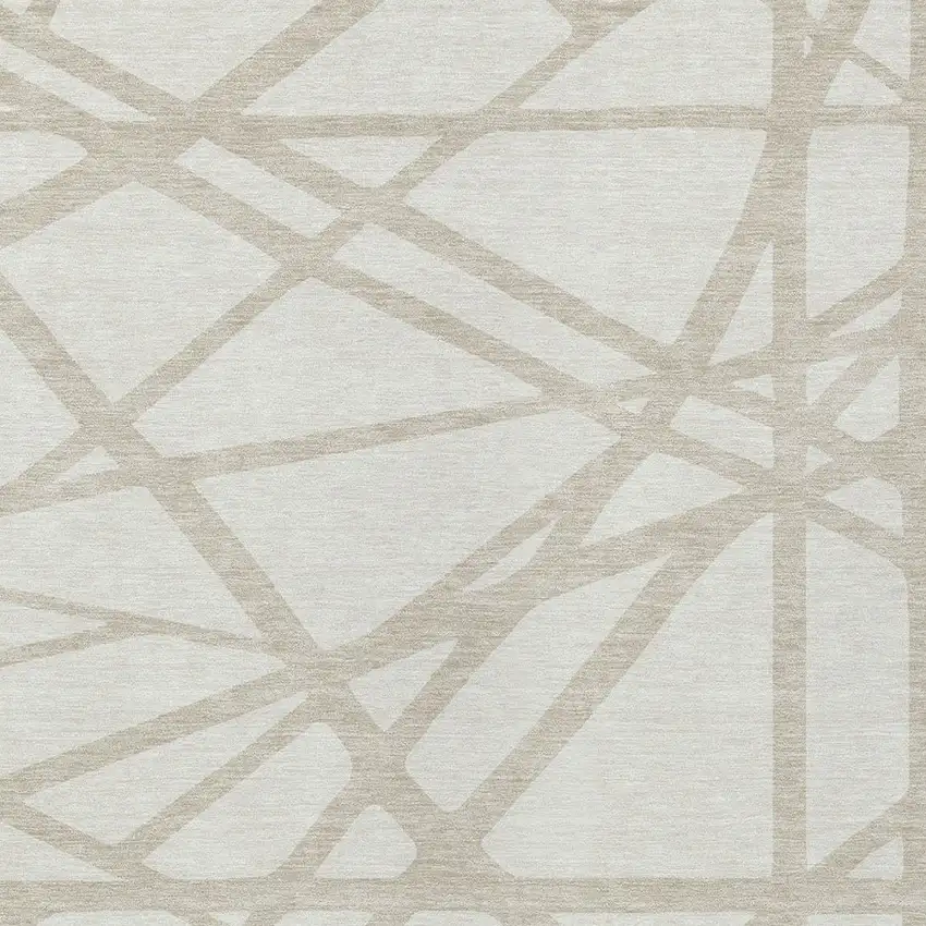 Ivory And Beige Geometric Washable Indoor Outdoor Area Rug Photo 6