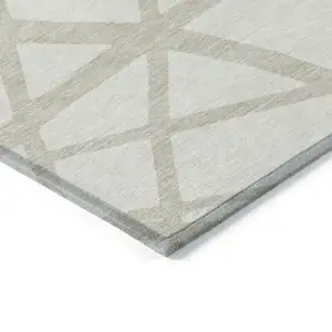 Photo of Ivory And Beige Geometric Washable Indoor Outdoor Area Rug