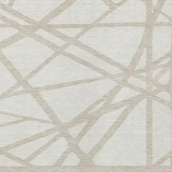 Ivory And Beige Geometric Washable Indoor Outdoor Area Rug Photo 6