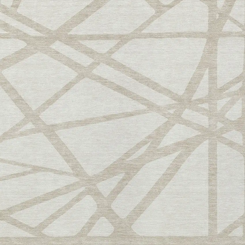 Ivory And Beige Geometric Washable Indoor Outdoor Area Rug Photo 6
