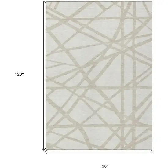 Ivory And Beige Geometric Washable Indoor Outdoor Area Rug Photo 3