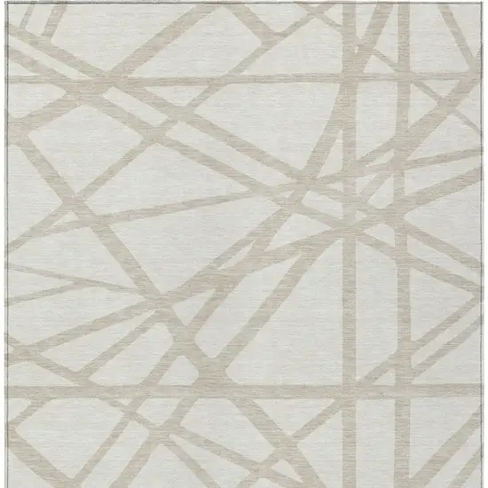 Ivory And Beige Geometric Washable Indoor Outdoor Area Rug Photo 7