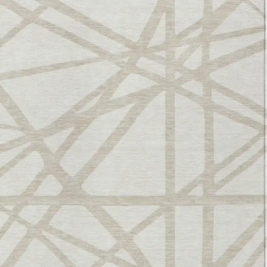 Ivory And Beige Geometric Washable Indoor Outdoor Area Rug Photo 6