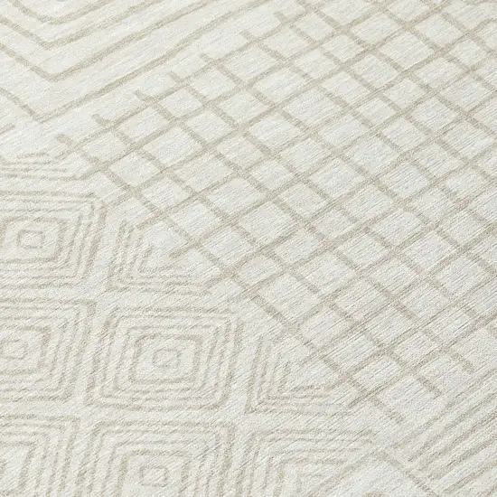 Ivory And Beige Geometric Washable Indoor Outdoor Area Rug Photo 8
