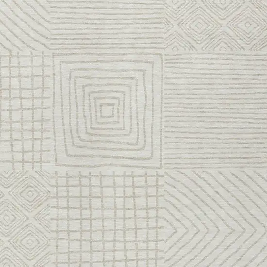 Ivory And Beige Geometric Washable Indoor Outdoor Area Rug Photo 5