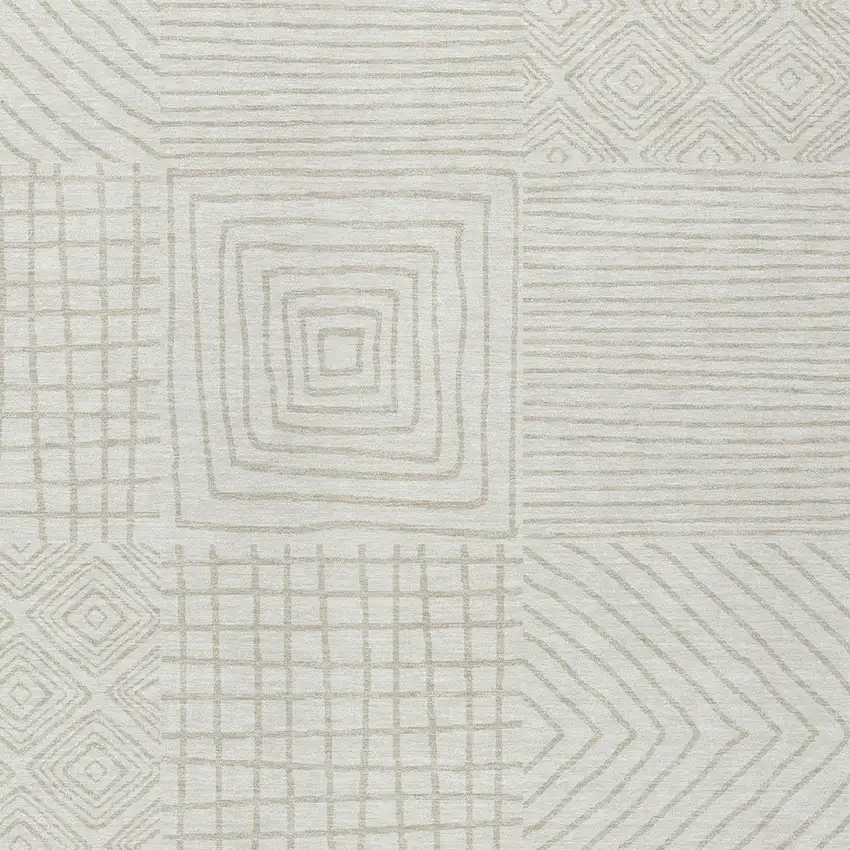 Ivory And Beige Geometric Washable Indoor Outdoor Area Rug Photo 5