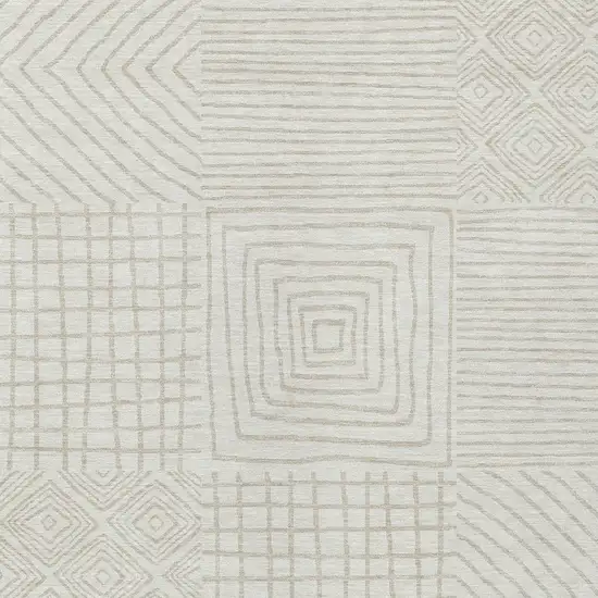 Ivory And Beige Geometric Washable Indoor Outdoor Area Rug Photo 5