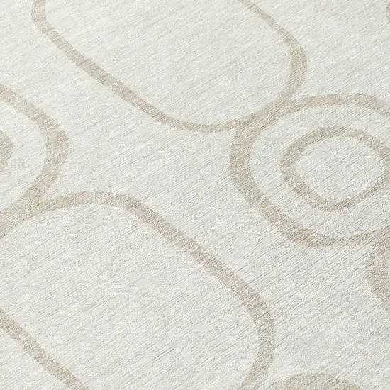 Ivory And Beige Geometric Washable Indoor Outdoor Area Rug Photo 8