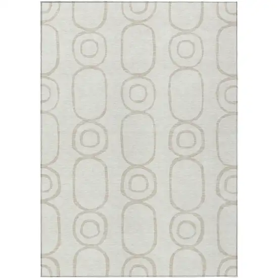 Ivory And Beige Geometric Washable Indoor Outdoor Area Rug Photo 2