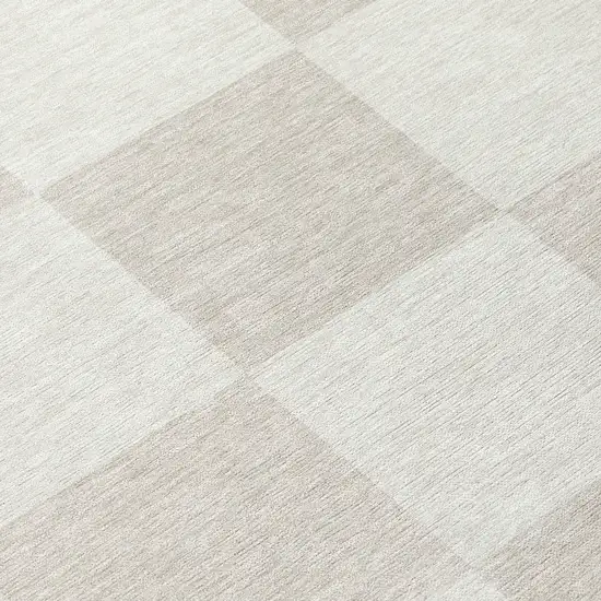 Ivory And Beige Geometric Washable Indoor Outdoor Area Rug Photo 8