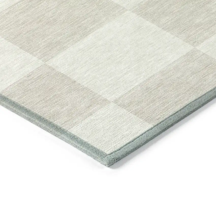 Ivory And Beige Geometric Washable Indoor Outdoor Area Rug Photo 6