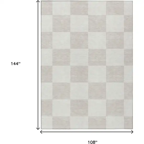 Ivory And Beige Geometric Washable Indoor Outdoor Area Rug Photo 3