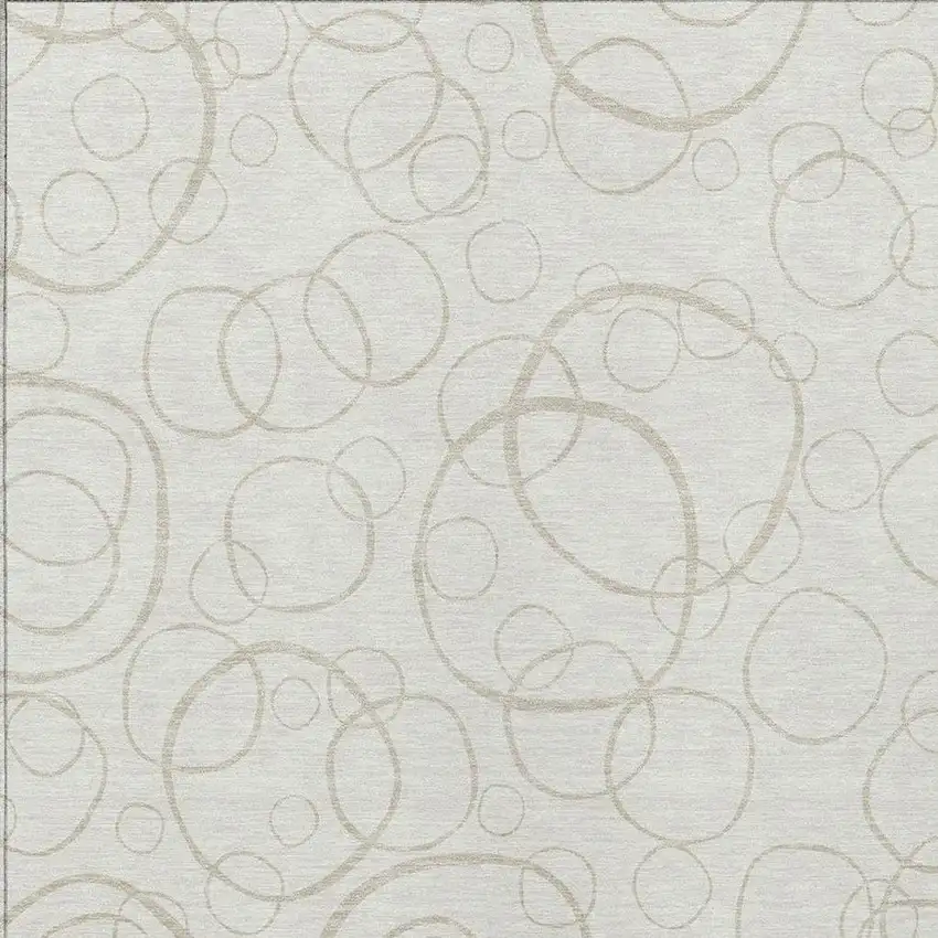 Ivory And Beige Geometric Washable Indoor Outdoor Area Rug Photo 2