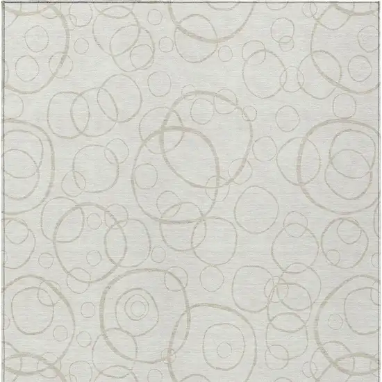 Ivory And Beige Geometric Washable Indoor Outdoor Area Rug Photo 2