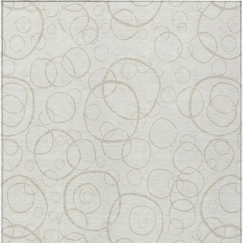 Ivory And Beige Geometric Washable Indoor Outdoor Area Rug Photo 2