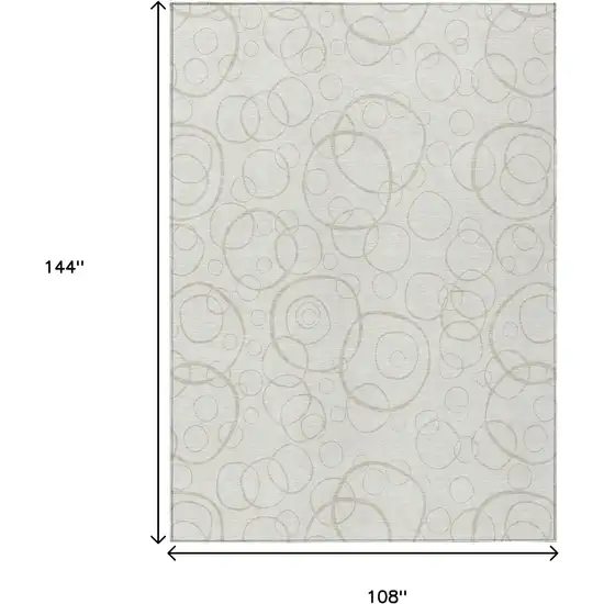 Ivory And Beige Geometric Washable Indoor Outdoor Area Rug Photo 7
