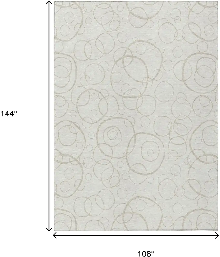 Ivory And Beige Geometric Washable Indoor Outdoor Area Rug Photo 7