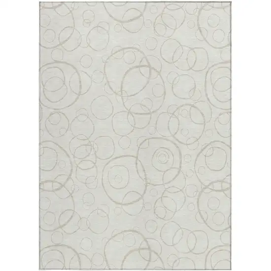 Ivory And Beige Geometric Washable Indoor Outdoor Area Rug Photo 3