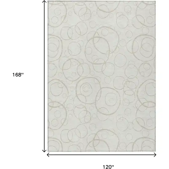 Ivory And Beige Geometric Washable Indoor Outdoor Area Rug Photo 7