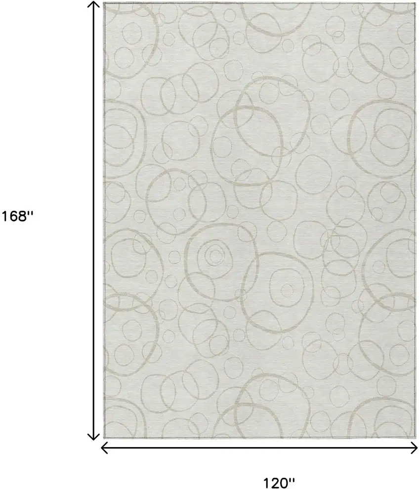 Ivory And Beige Geometric Washable Indoor Outdoor Area Rug Photo 7