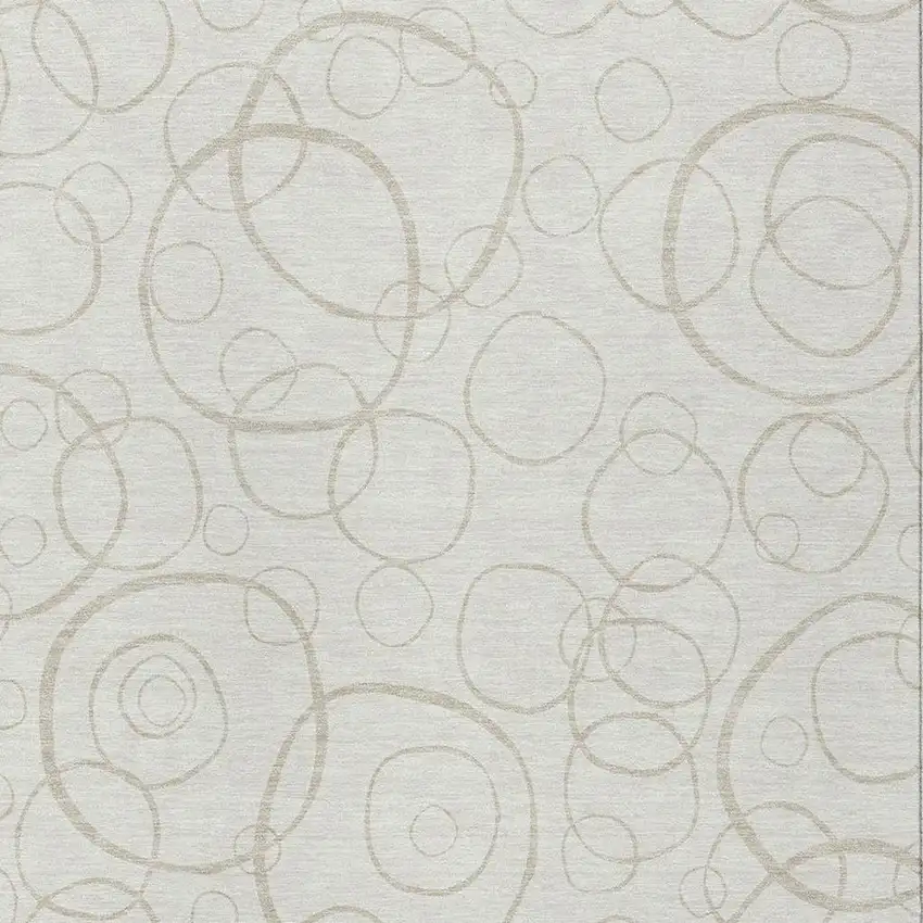 Ivory And Beige Geometric Washable Indoor Outdoor Area Rug Photo 2