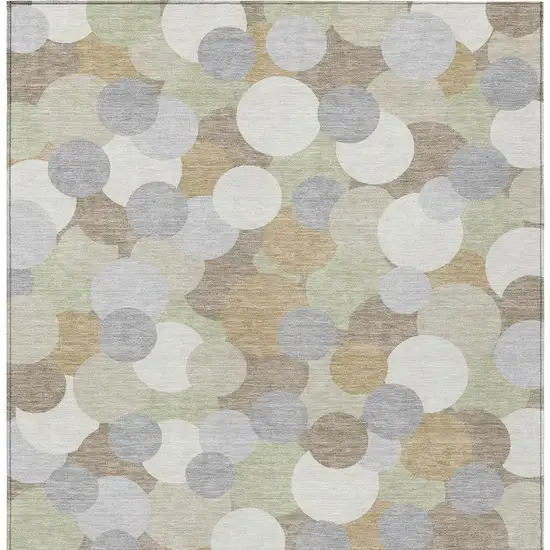 Ivory And Beige Geometric Washable Indoor Outdoor Area Rug Photo 3