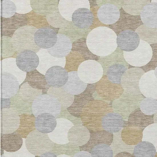 Ivory And Beige Geometric Washable Indoor Outdoor Area Rug Photo 2