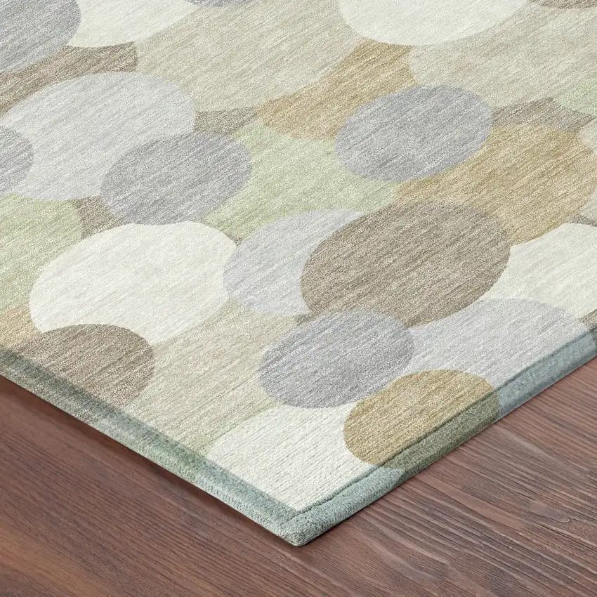 Ivory And Beige Geometric Washable Indoor Outdoor Area Rug Photo 8