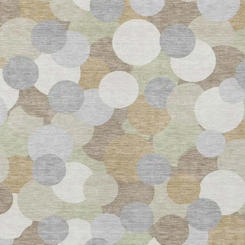 Ivory And Beige Geometric Washable Indoor Outdoor Area Rug Photo 2