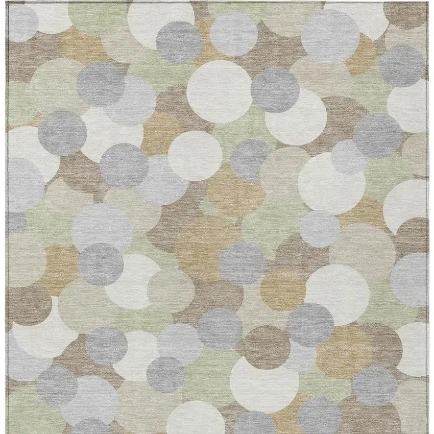 Ivory And Beige Geometric Washable Indoor Outdoor Area Rug Photo 3
