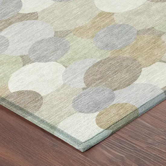 Ivory And Beige Geometric Washable Indoor Outdoor Area Rug Photo 8