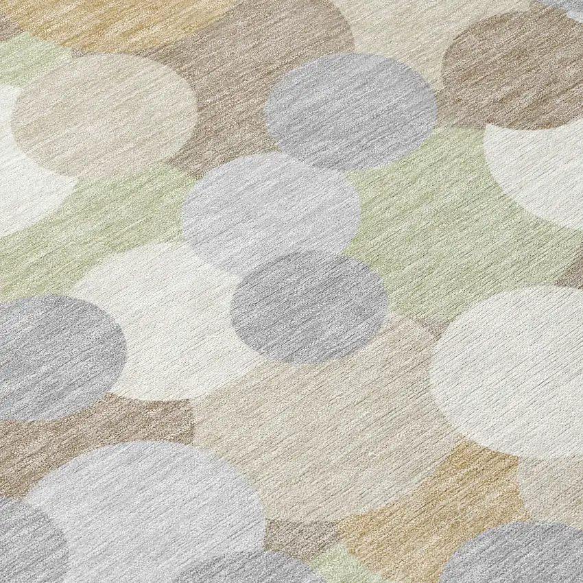 Ivory And Beige Geometric Washable Indoor Outdoor Area Rug Photo 9