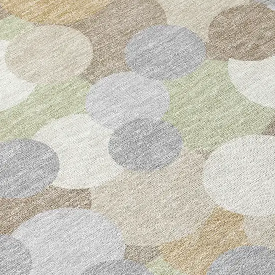 Ivory And Beige Geometric Washable Indoor Outdoor Area Rug Photo 9