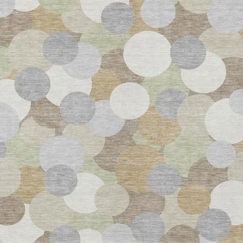 Ivory And Beige Geometric Washable Indoor Outdoor Area Rug Photo 2