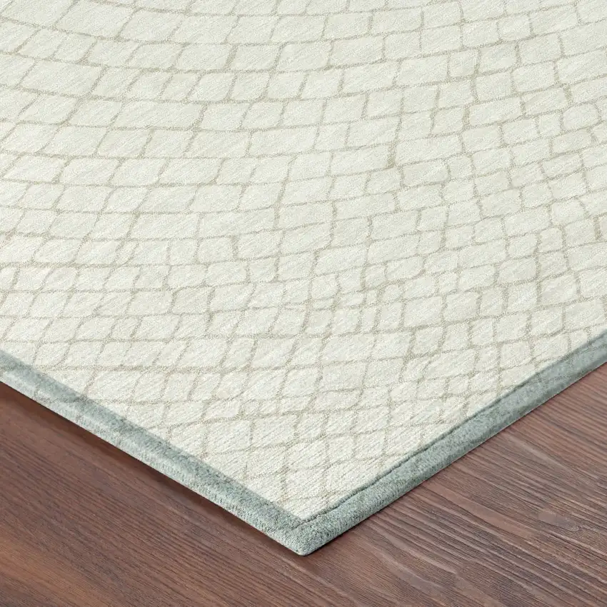 Ivory And Beige Geometric Washable Indoor Outdoor Area Rug Photo 8