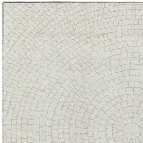 Ivory And Beige Geometric Washable Indoor Outdoor Area Rug Photo 2