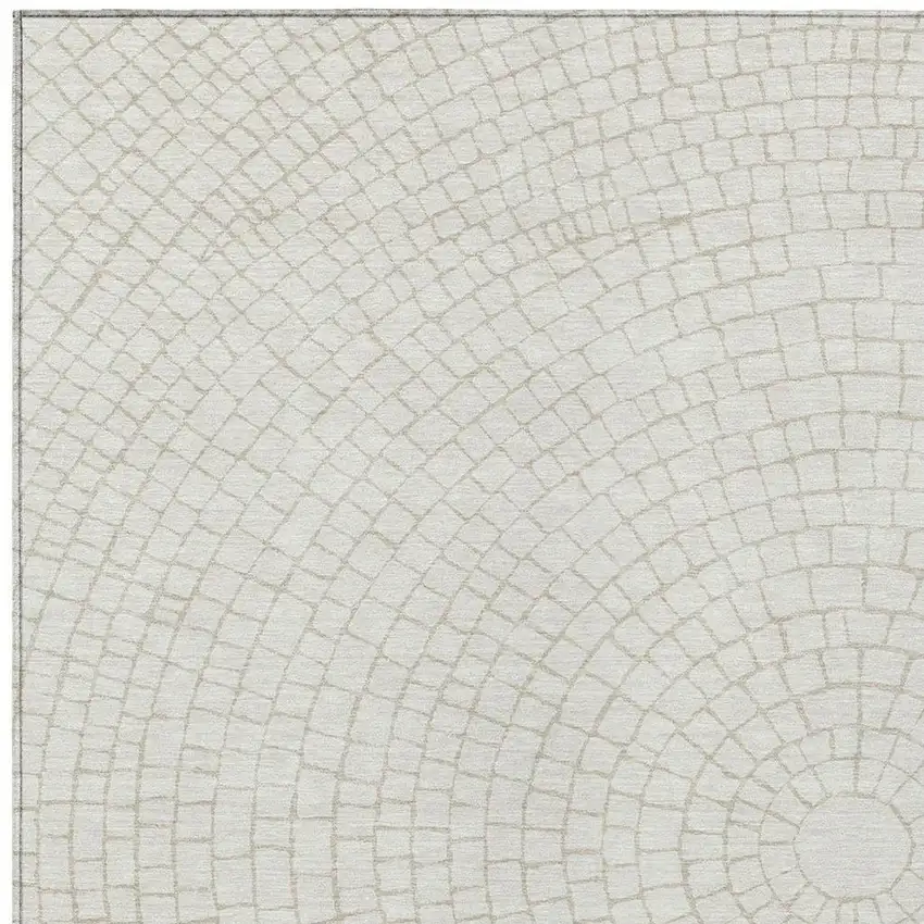 Ivory And Beige Geometric Washable Indoor Outdoor Area Rug Photo 2