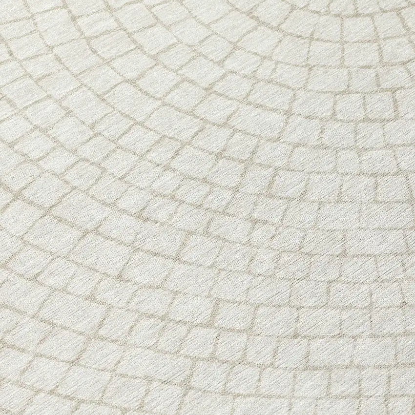 Ivory And Beige Geometric Washable Indoor Outdoor Area Rug Photo 9