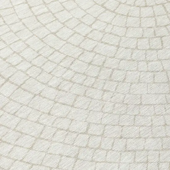Ivory And Beige Geometric Washable Indoor Outdoor Area Rug Photo 9