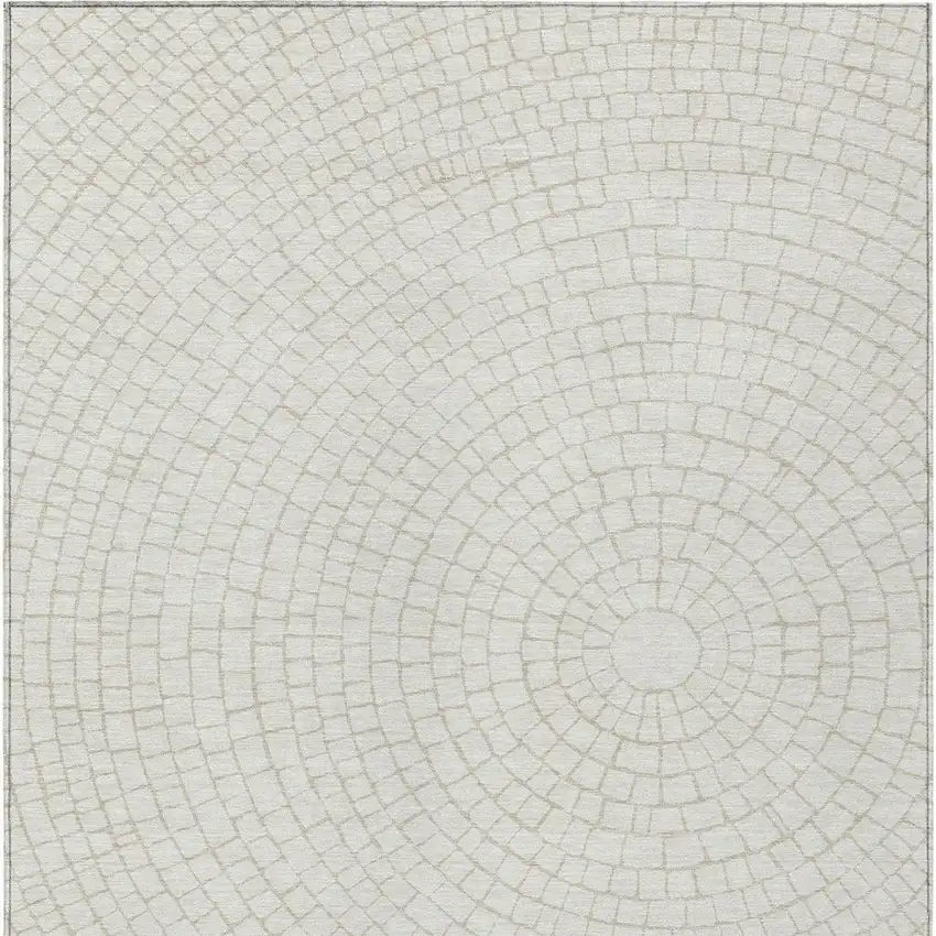 Ivory And Beige Geometric Washable Indoor Outdoor Area Rug Photo 3