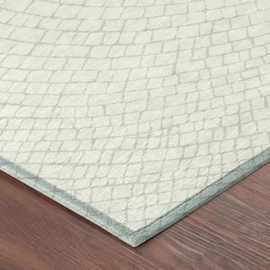 Ivory And Beige Geometric Washable Indoor Outdoor Area Rug Photo 8