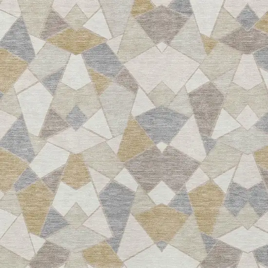 Ivory And Beige Geometric Washable Indoor Outdoor Area Rug Photo 2