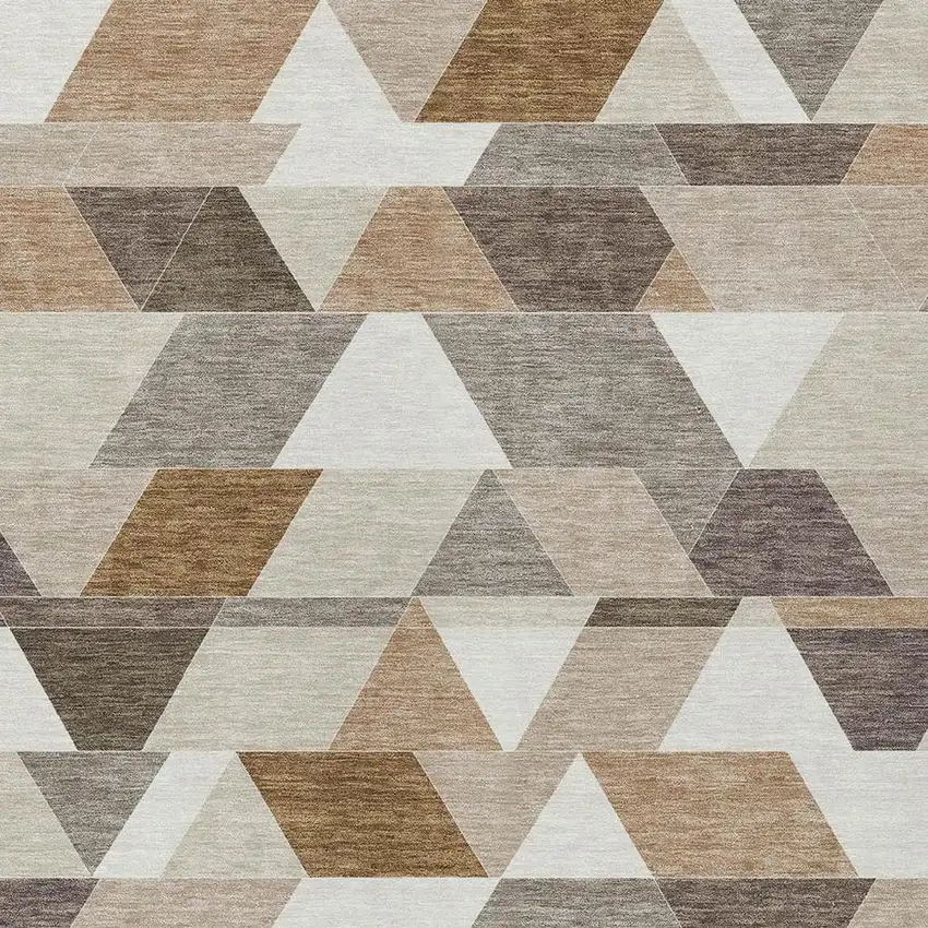 Ivory And Beige Geometric Washable Indoor Outdoor Area Rug Photo 3